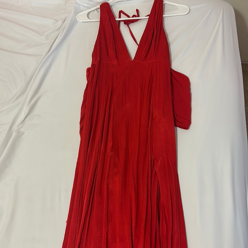 Red free people satin dress